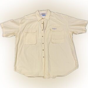 Men’s Yellow Short-sleeved Casual Button Down Shirt Hook & Tackle